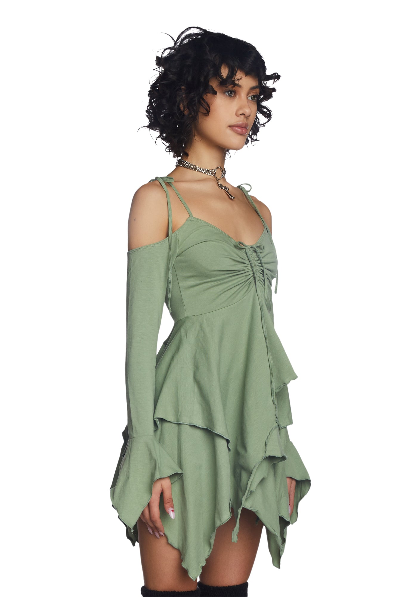 F Is For Fairies Handkerchief Dress - Sage - Image 3