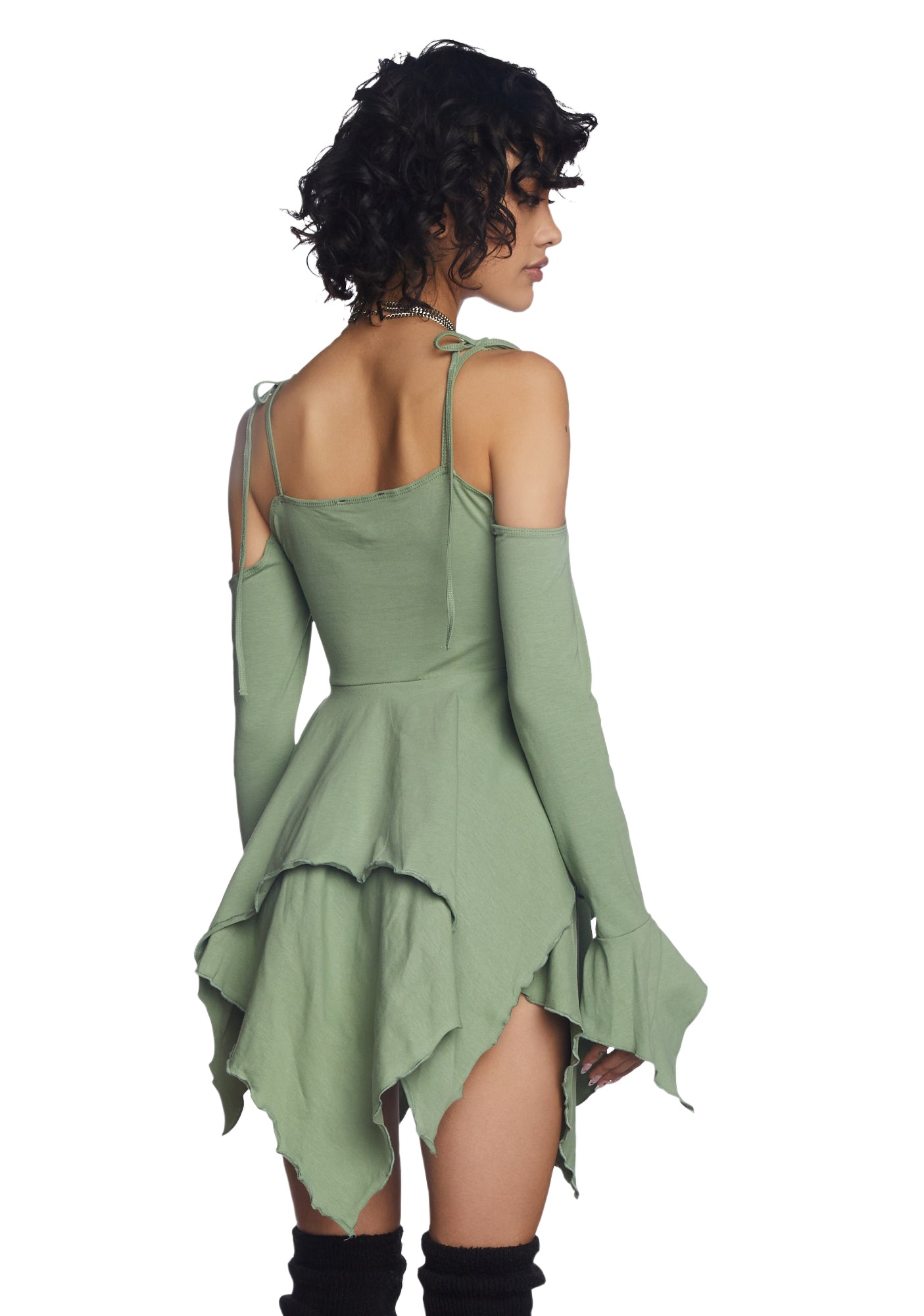 F Is For Fairies Handkerchief Dress - Sage - Image 4