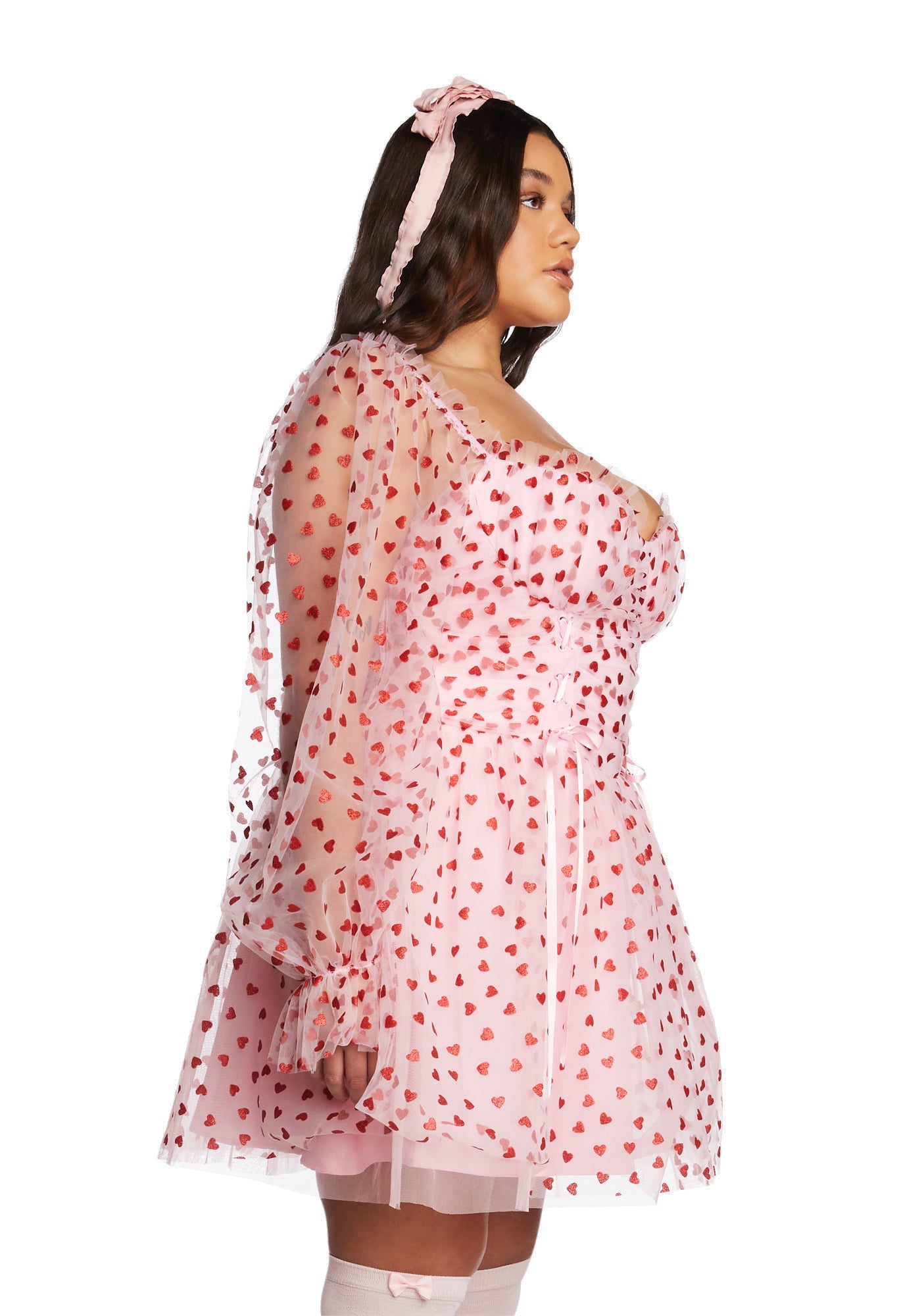 Plus Heavenly Affair Babydoll Dress-Pink - Image 3