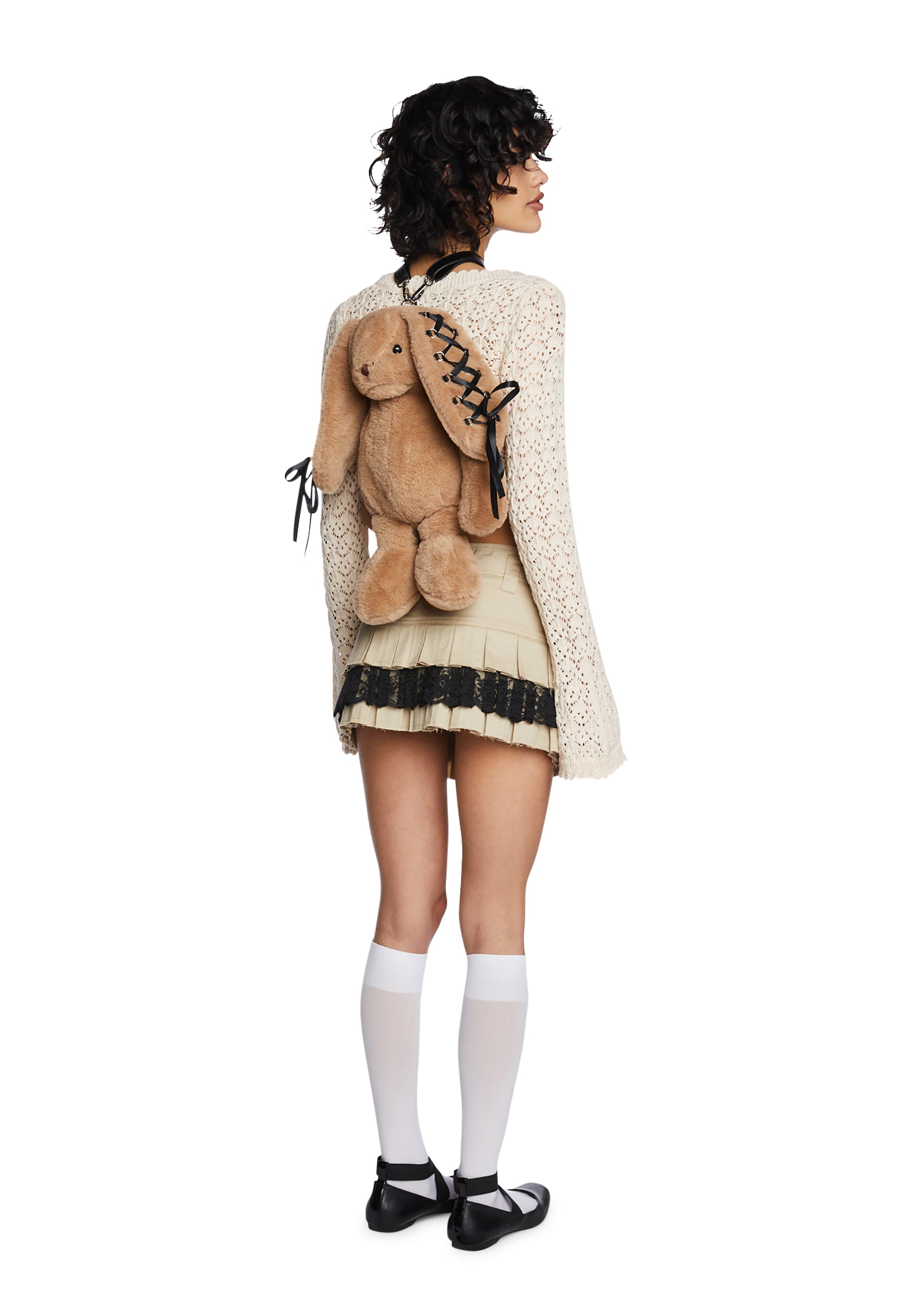 Cuddly Bunny Plush Backpack - Brown - Image 5