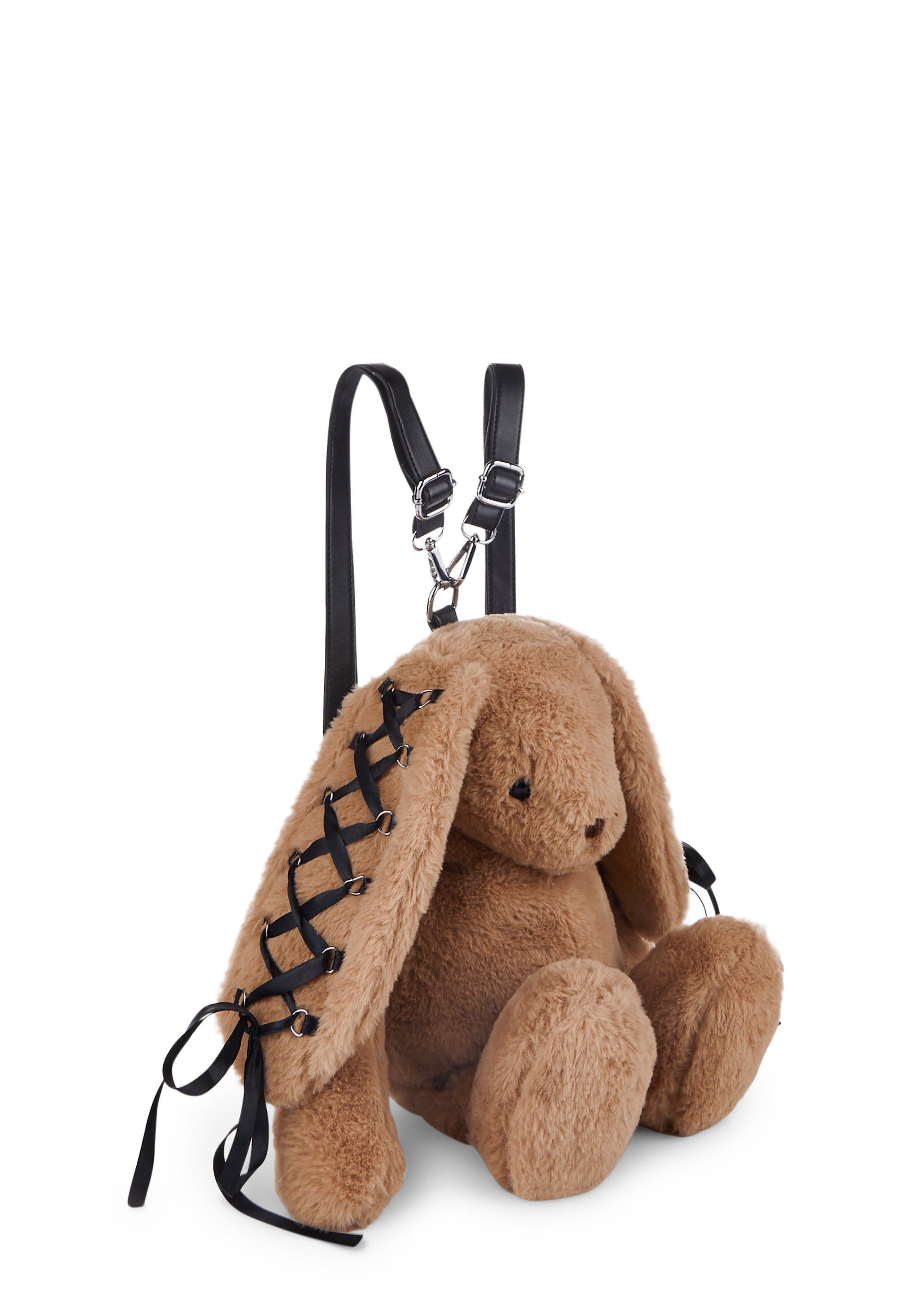Cuddly Bunny Plush Backpack - Brown - Image 3