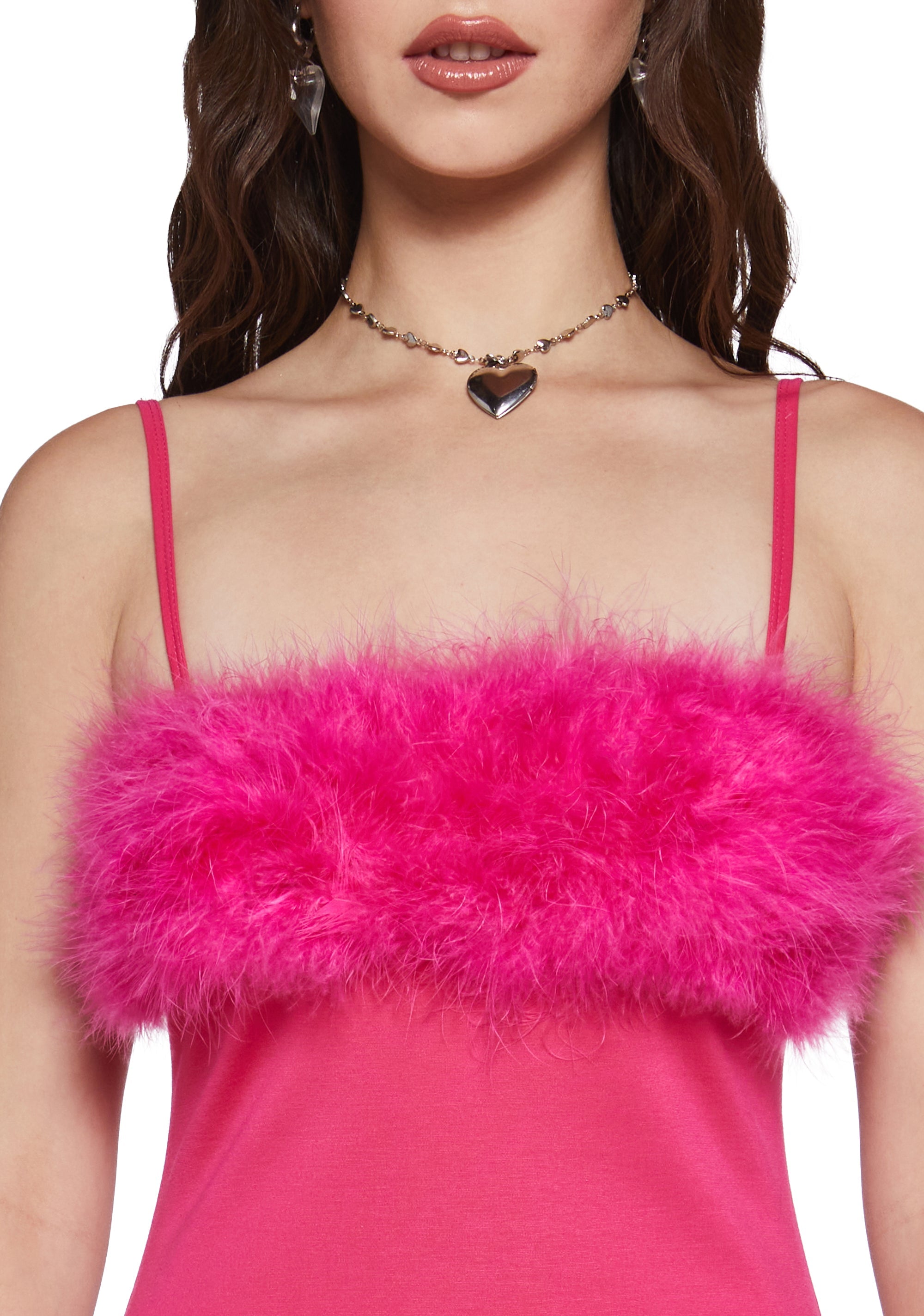 Flirty N' Thriving Marabou Dress - Dark Pink - Image 5
